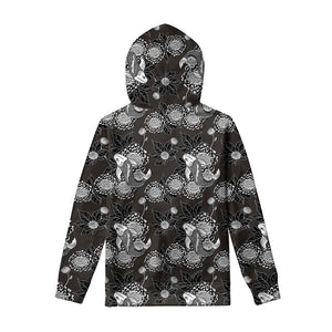 Koi Carp And Chrysanthemum Pattern Print Pullover Hoodie