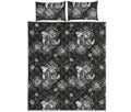 Koi Carp And Chrysanthemum Pattern Print Quilt Bed Set