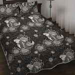 Koi Carp And Chrysanthemum Pattern Print Quilt Bed Set