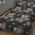 Koi Carp And Chrysanthemum Pattern Print Quilt Bed Set