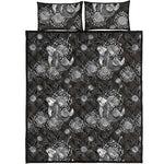 Koi Carp And Chrysanthemum Pattern Print Quilt Bed Set
