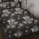 Koi Carp And Chrysanthemum Pattern Print Quilt Bed Set