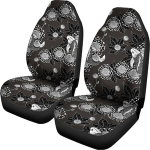 Koi Carp And Chrysanthemum Pattern Print Universal Fit Car Seat Covers