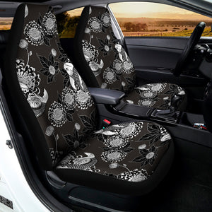 Koi Carp And Chrysanthemum Pattern Print Universal Fit Car Seat Covers