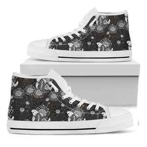 Koi Carp And Chrysanthemum Pattern Print White High Top Shoes