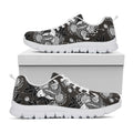 Koi Carp And Chrysanthemum Pattern Print White Running Shoes