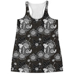 Koi Carp And Chrysanthemum Pattern Print Women's Racerback Tank Top