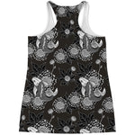 Koi Carp And Chrysanthemum Pattern Print Women's Racerback Tank Top