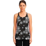 Koi Carp And Chrysanthemum Pattern Print Women's Racerback Tank Top