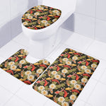 Koi Carp And Lotus Pattern Print 3 Piece Bath Mat Set