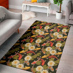 Koi Carp And Lotus Pattern Print Area Rug