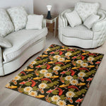 Koi Carp And Lotus Pattern Print Area Rug