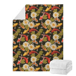 Koi Carp And Lotus Pattern Print Blanket