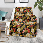 Koi Carp And Lotus Pattern Print Blanket