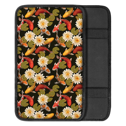Koi Carp And Lotus Pattern Print Car Center Console Cover