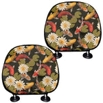 Koi Carp And Lotus Pattern Print Car Headrest Covers