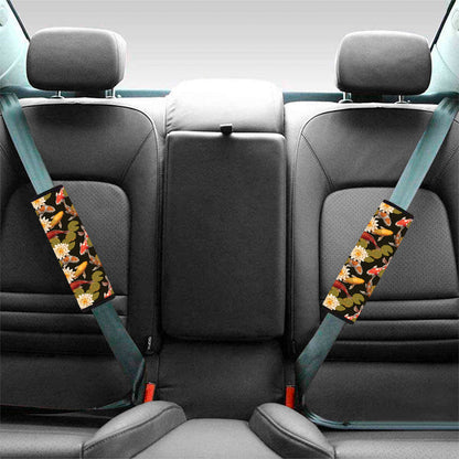 Koi Carp And Lotus Pattern Print Car Seat Belt Covers