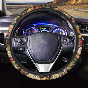 Koi Carp And Lotus Pattern Print Car Steering Wheel Cover