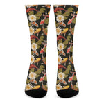 Koi Carp And Lotus Pattern Print Crew Socks