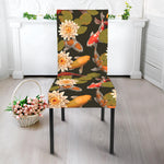 Koi Carp And Lotus Pattern Print Dining Chair Slipcover