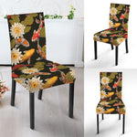 Koi Carp And Lotus Pattern Print Dining Chair Slipcover
