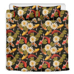 Koi Carp And Lotus Pattern Print Duvet Cover Bedding Set