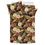 Koi Carp And Lotus Pattern Print Duvet Cover Bedding Set