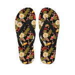 Koi Carp And Lotus Pattern Print Flip Flops