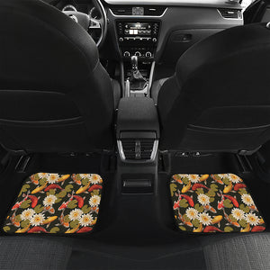 Koi Carp And Lotus Pattern Print Front and Back Car Floor Mats