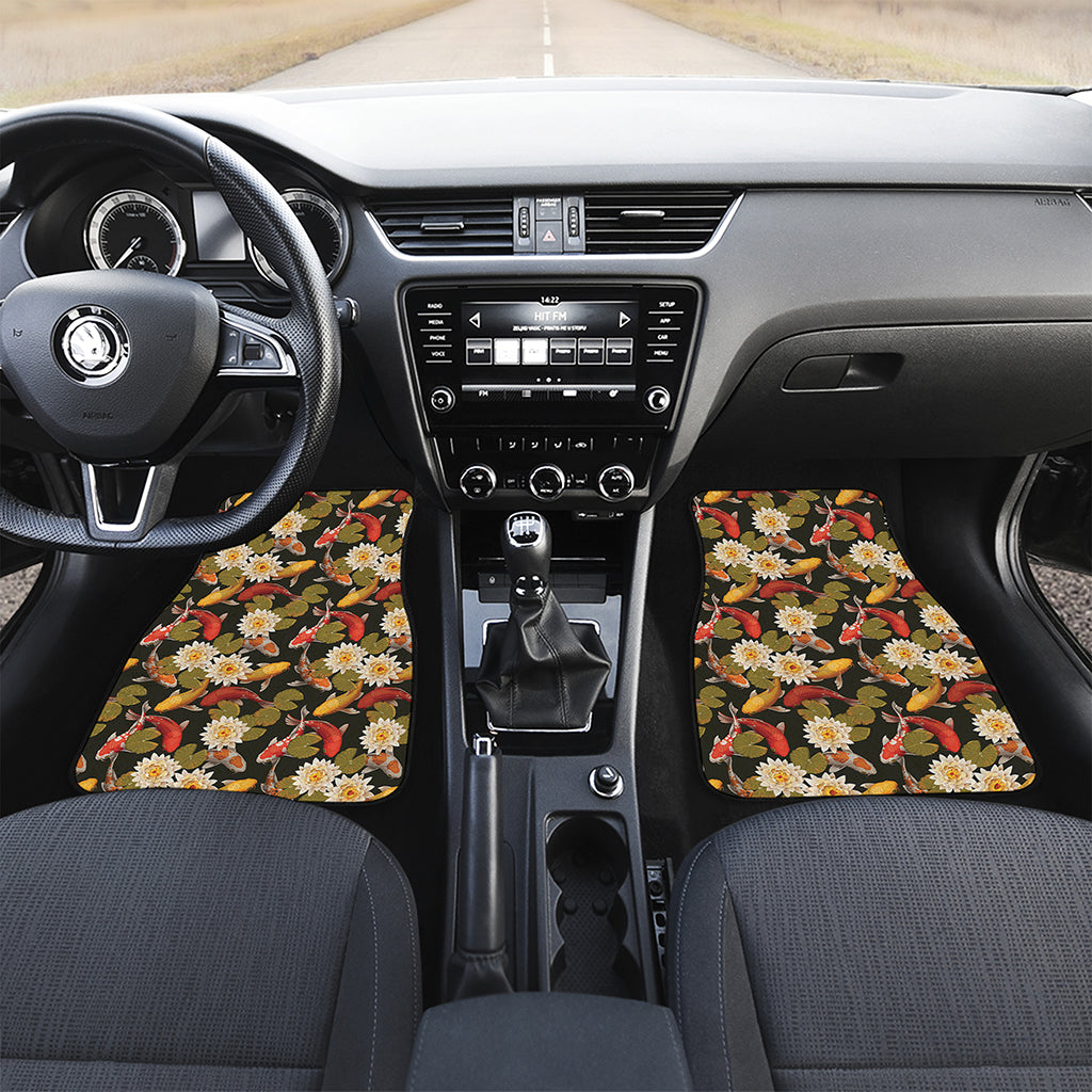 Koi Carp And Lotus Pattern Print Front Car Floor Mats