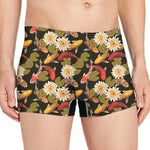 Koi Carp And Lotus Pattern Print Men's Boxer Briefs