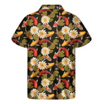 Koi Carp And Lotus Pattern Print Men's Short Sleeve Shirt