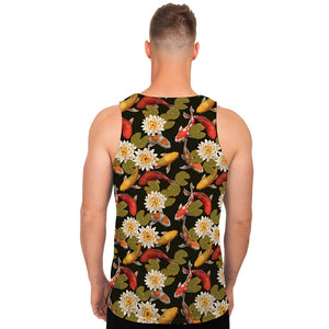 Koi Carp And Lotus Pattern Print Men's Tank Top