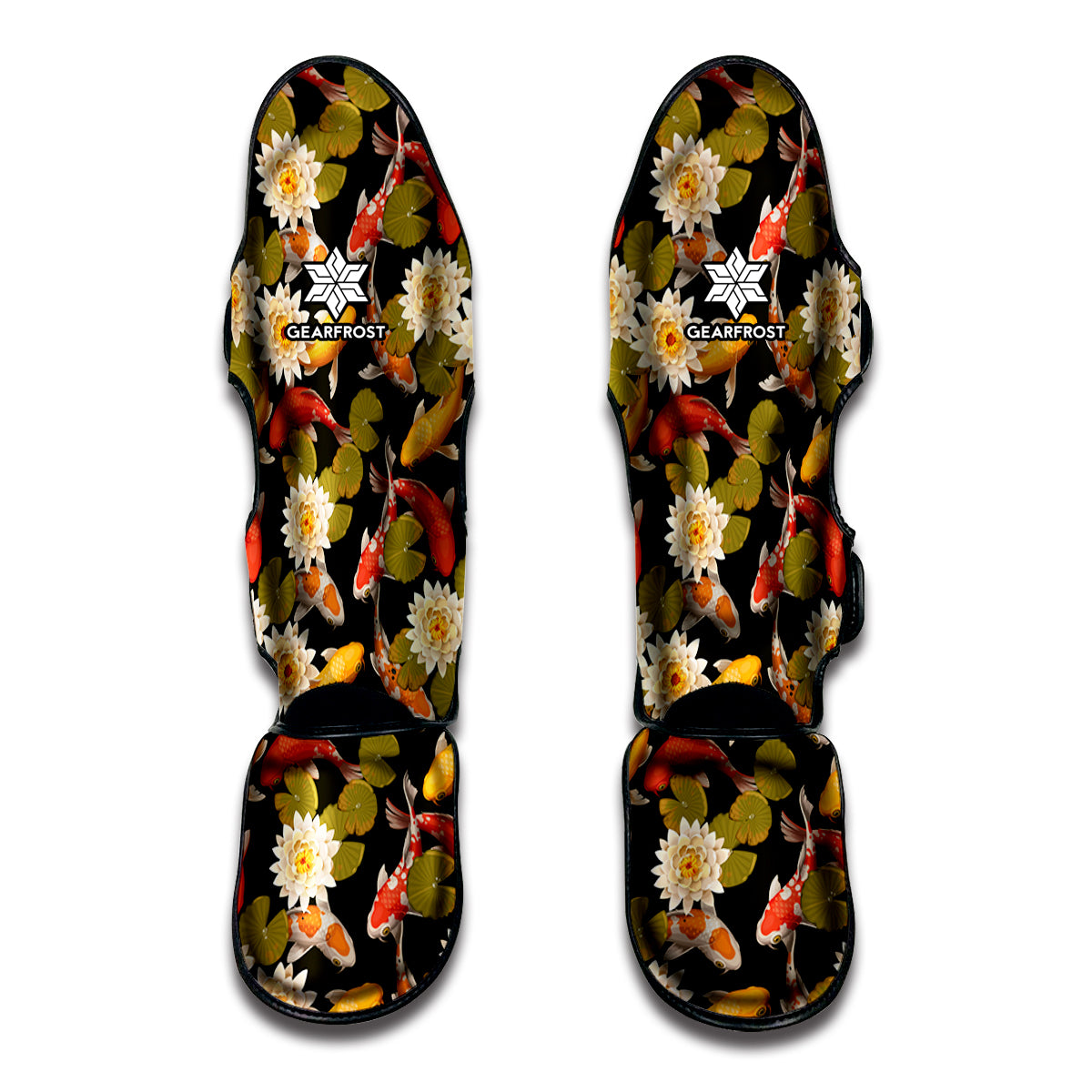 Koi Carp And Lotus Pattern Print Muay Thai Shin Guard