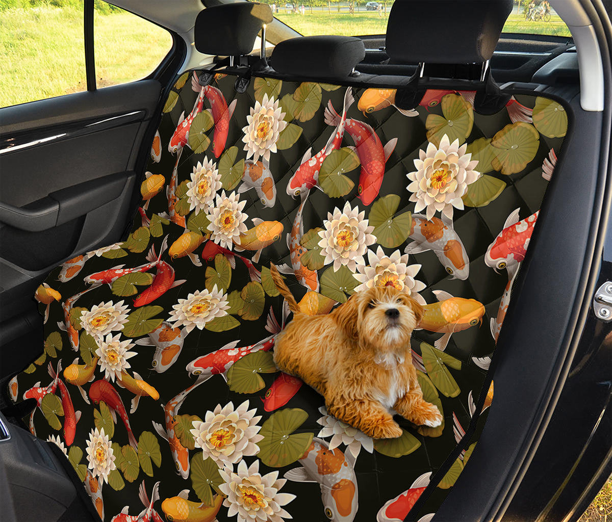 Koi Carp And Lotus Pattern Print Pet Car Back Seat Cover