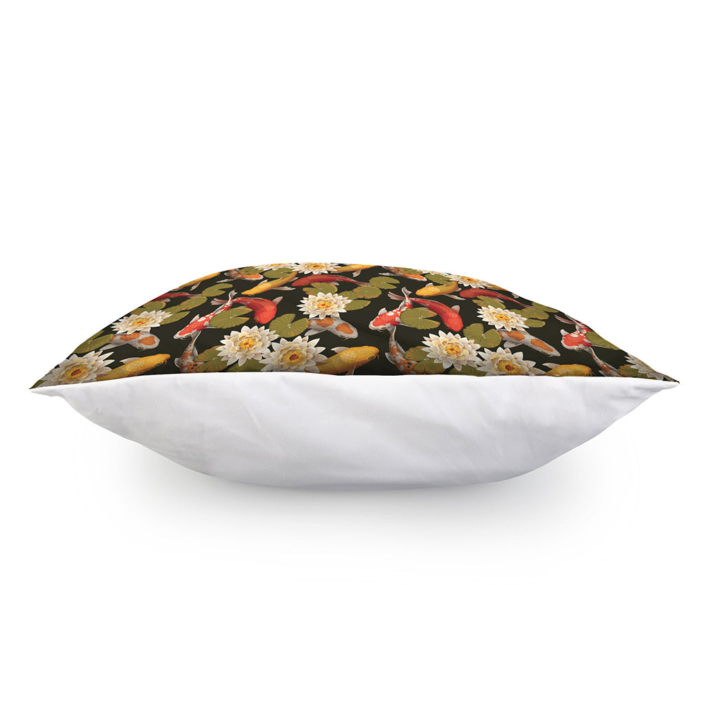 Koi Carp And Lotus Pattern Print Pillow Cover