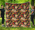 Koi Carp And Lotus Pattern Print Quilt
