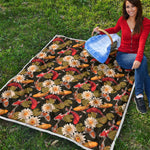 Koi Carp And Lotus Pattern Print Quilt