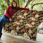 Koi Carp And Lotus Pattern Print Quilt