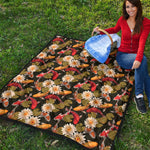 Koi Carp And Lotus Pattern Print Quilt
