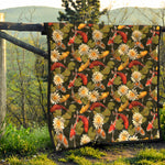 Koi Carp And Lotus Pattern Print Quilt