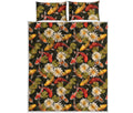 Koi Carp And Lotus Pattern Print Quilt Bed Set