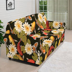 Koi Carp And Lotus Pattern Print Sofa Cover