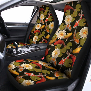 Koi Carp And Lotus Pattern Print Universal Fit Car Seat Covers