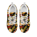 Koi Carp And Lotus Pattern Print White Sneakers