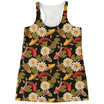Koi Carp And Lotus Pattern Print Women's Racerback Tank Top