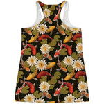 Koi Carp And Lotus Pattern Print Women's Racerback Tank Top