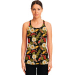 Koi Carp And Lotus Pattern Print Women's Racerback Tank Top