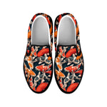 Koi Carp Pattern Print Black Slip On Shoes