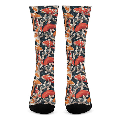 Koi Carp Pattern Print Crew Socks